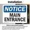 Signmission Main Entrance OSHA Notice Sign, Vinyl Decal, 10in W x 7in L, 2PK OS-2PACK-NS-D-710-L-14082 - alternate 2